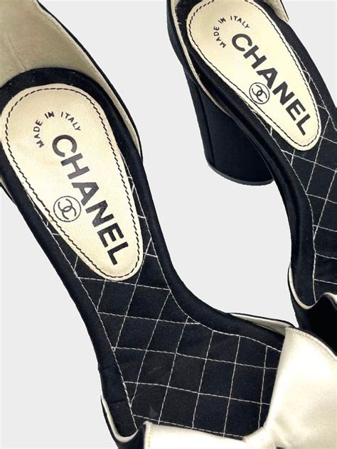 chanel bow heels|used Chanel heels for sale.